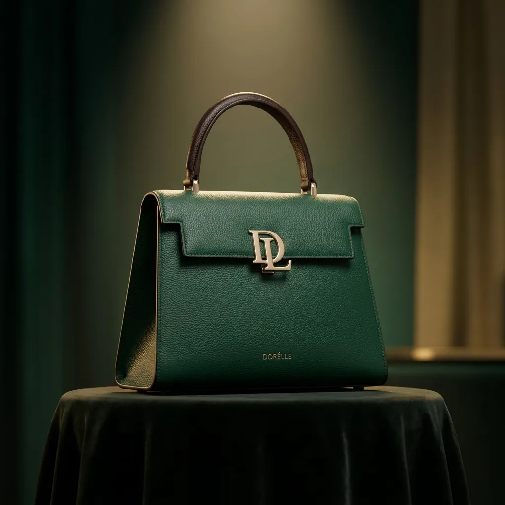 Émeraude bag in deep green leather on velvet