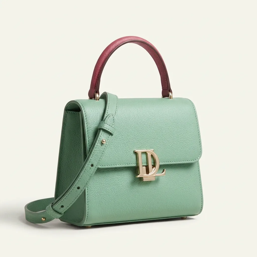 Menthe bag in mint green leather with strap