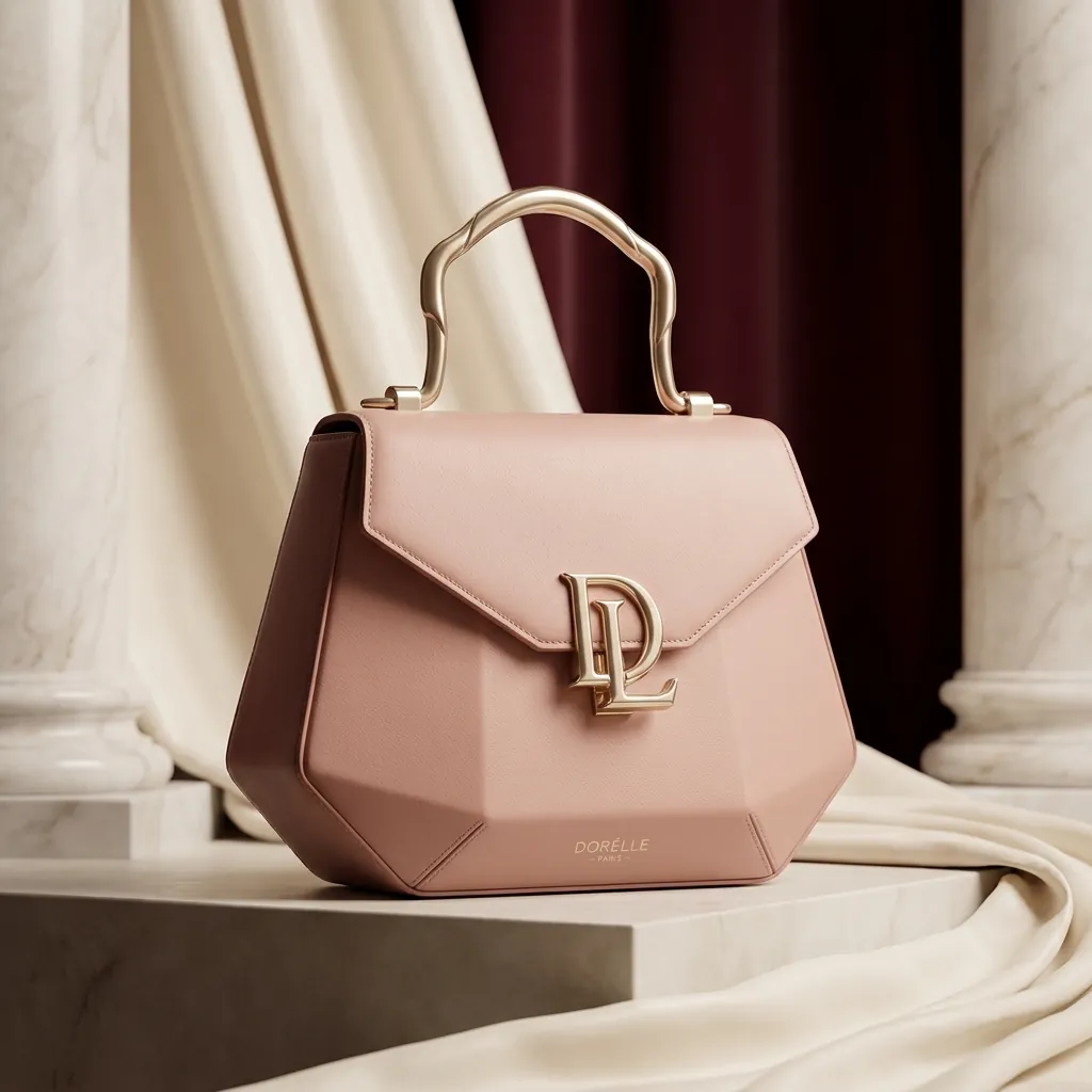 Le Rose blush pink top-handle bag with gold DL clasp