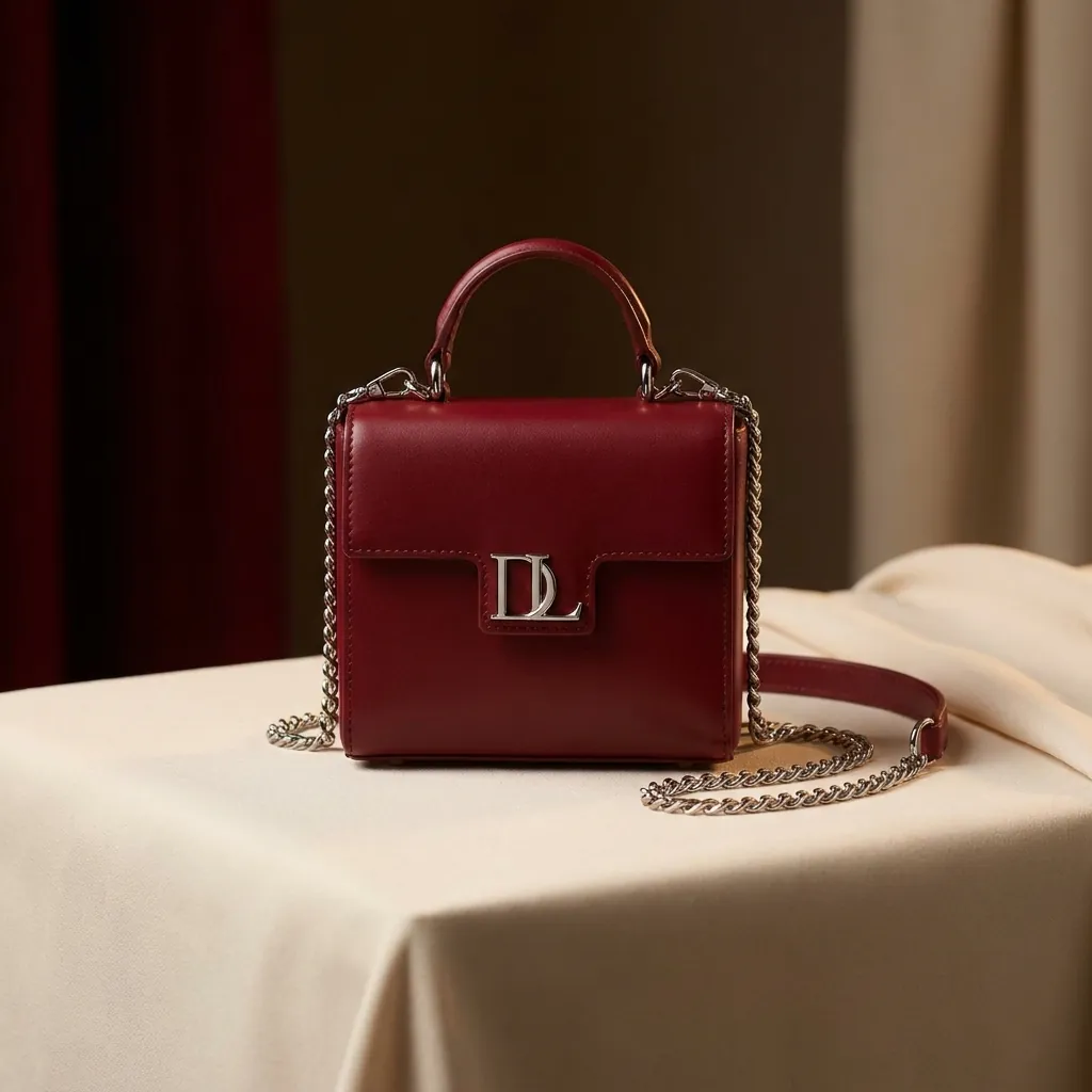 Rouge Mini Box bag in red leather with chain strap